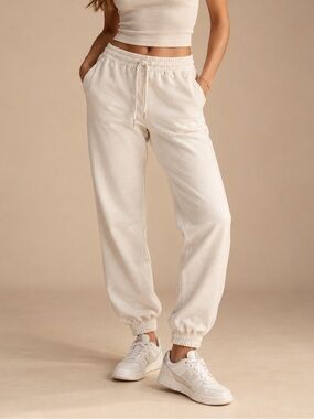 H&M L.O.G.G. Cream Jogger Pants Size 6 Pull-On Casual Lounge